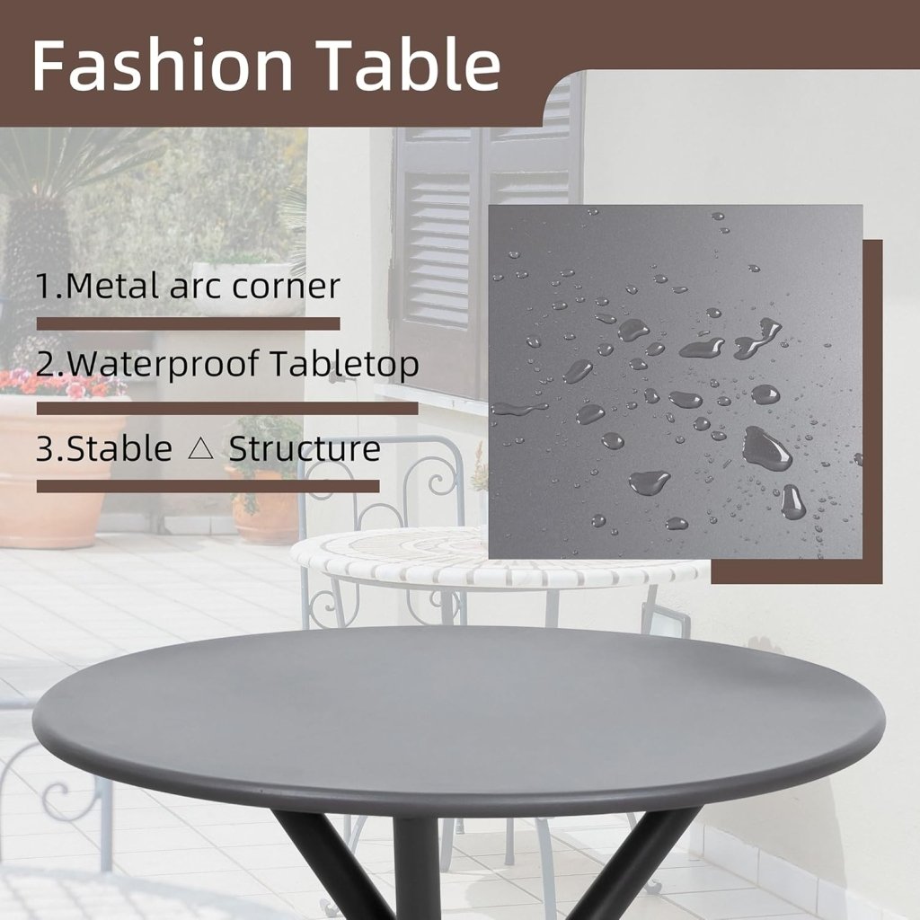 Shintenchi 3 Pieces Patio Bistro Sets, Outdoor Textilene Fabric Conversation Bistro Set, Textilene Fabric Front Porch Chairs Small Patio Furniture Set with Table for Lawn,Garden,Balcony (Black) - Wigtrends