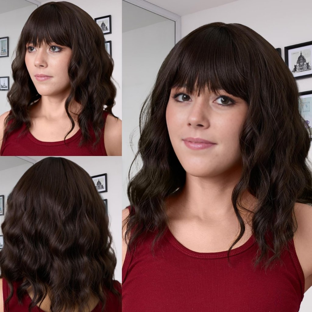 Short Bob Wig with Bangs Wigs for White Women Synthetic Heat Resistant Wavy Wigs - Wigtrends