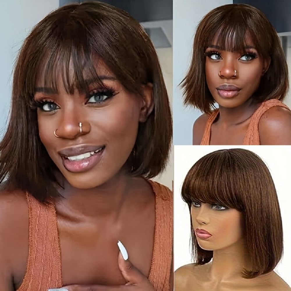 Short Bob Wigs Human Hair 8 Inch Glueless Wear and Go Bob Wig - Wigtrends