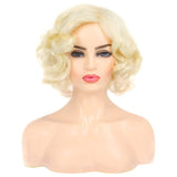 Short Curly White Wig for Women Synthetic Natural Wavy Costume Wig - Wigtrends