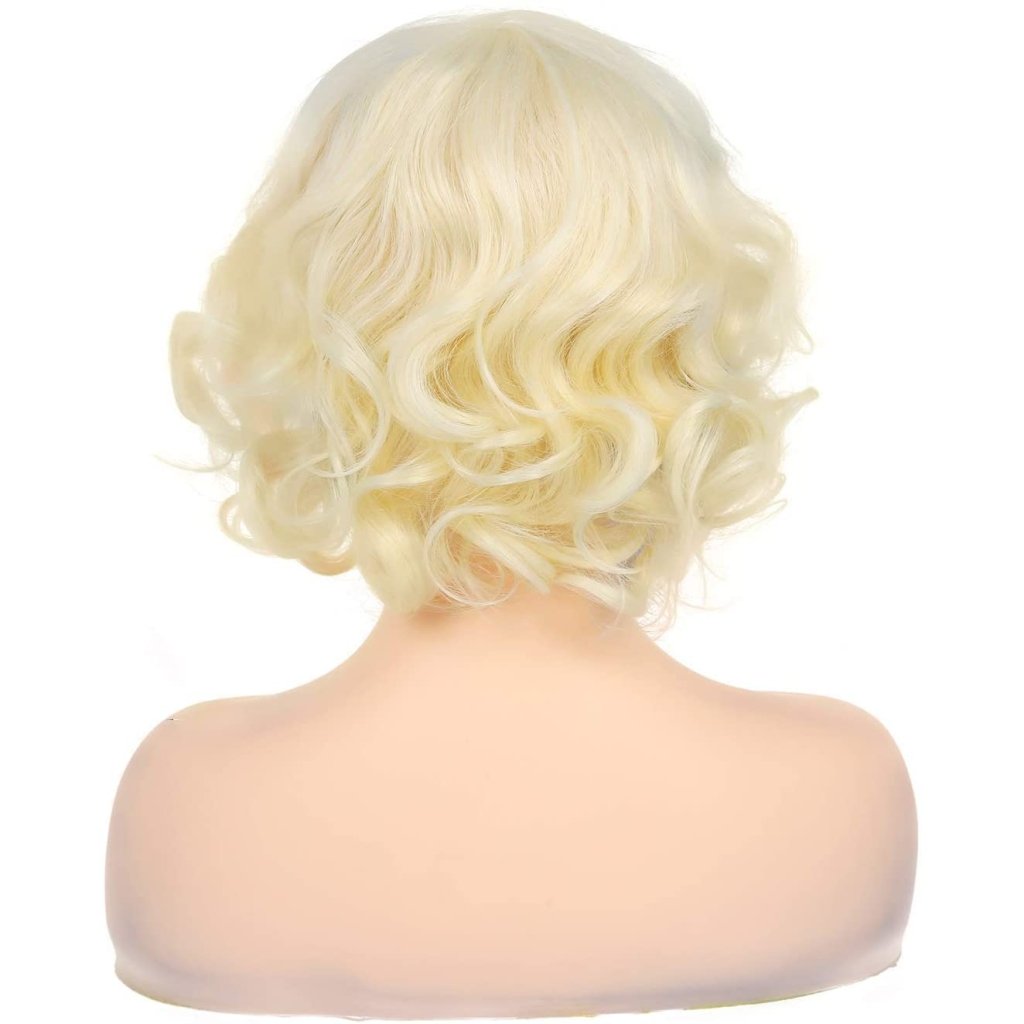 Short Curly White Wig for Women Synthetic Natural Wavy Costume Wig - Wigtrends