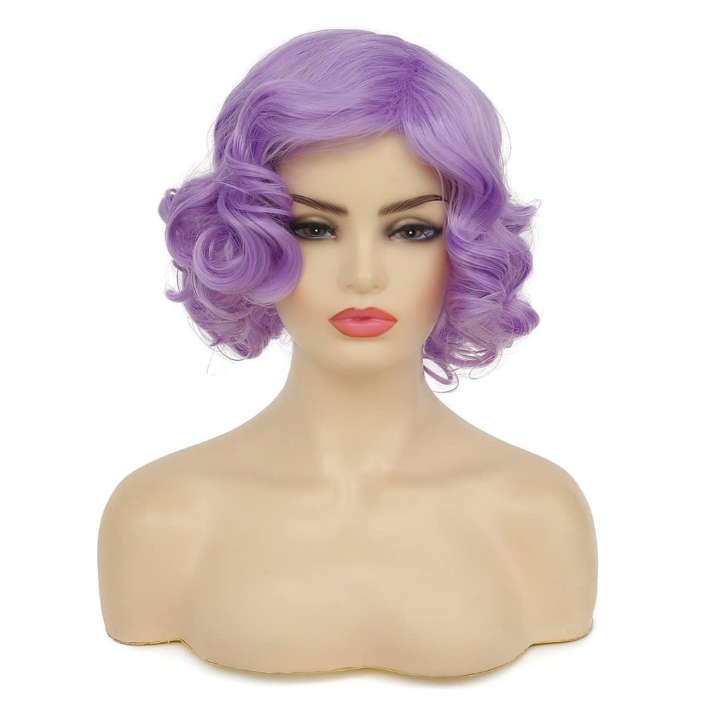 Short Curly White Wig for Women Synthetic Natural Wavy Costume Wig - Wigtrends