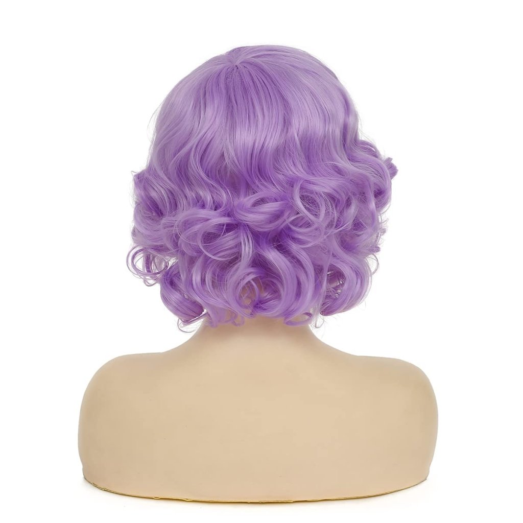 Short Curly White Wig for Women Synthetic Natural Wavy Costume Wig - Wigtrends