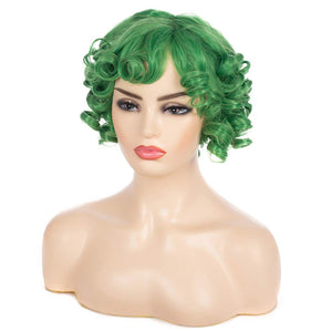 Short Curly White Wig for Women Synthetic Natural Wavy Costume Wig - Wigtrends