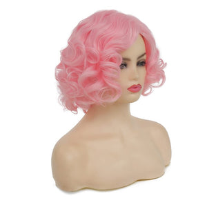 Short Curly White Wig for Women Synthetic Natural Wavy Costume Wig - Wigtrends