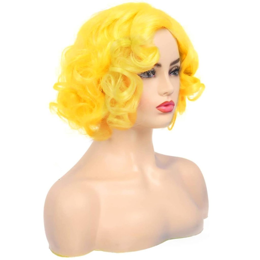 Short Curly White Wig for Women Synthetic Natural Wavy Costume Wig - Wigtrends