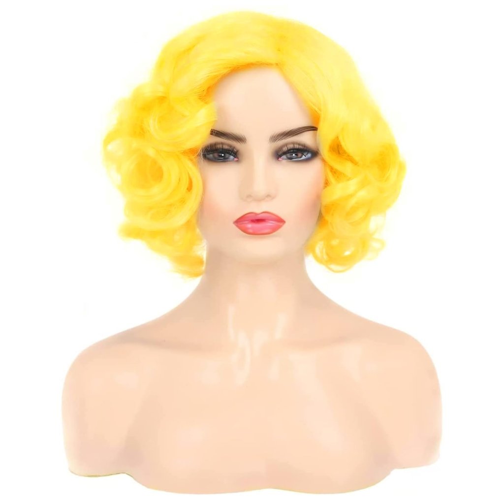 Short Curly White Wig for Women Synthetic Natural Wavy Costume Wig - Wigtrends