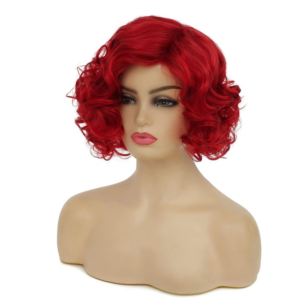 Short Curly White Wig for Women Synthetic Natural Wavy Costume Wig - Wigtrends