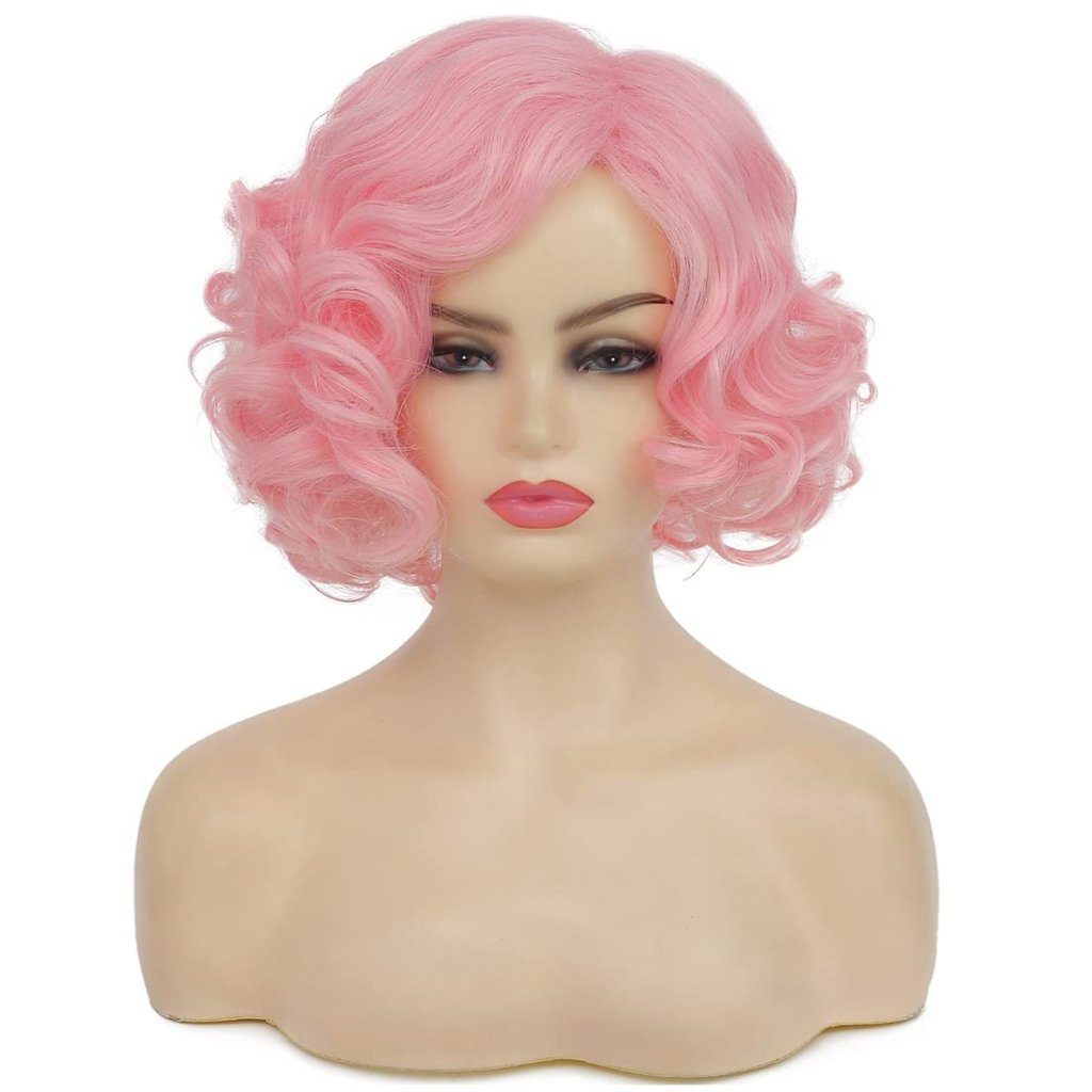 Short Curly White Wig for Women Synthetic Natural Wavy Costume Wig - Wigtrends