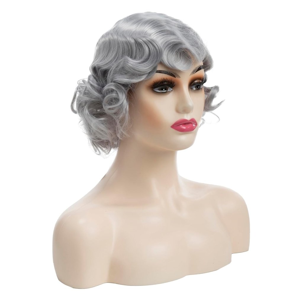 Short Curly White Wig for Women Synthetic Natural Wavy Costume Wig - Wigtrends