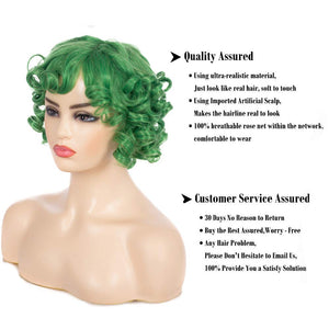 Short Curly White Wig for Women Synthetic Natural Wavy Costume Wig - Wigtrends