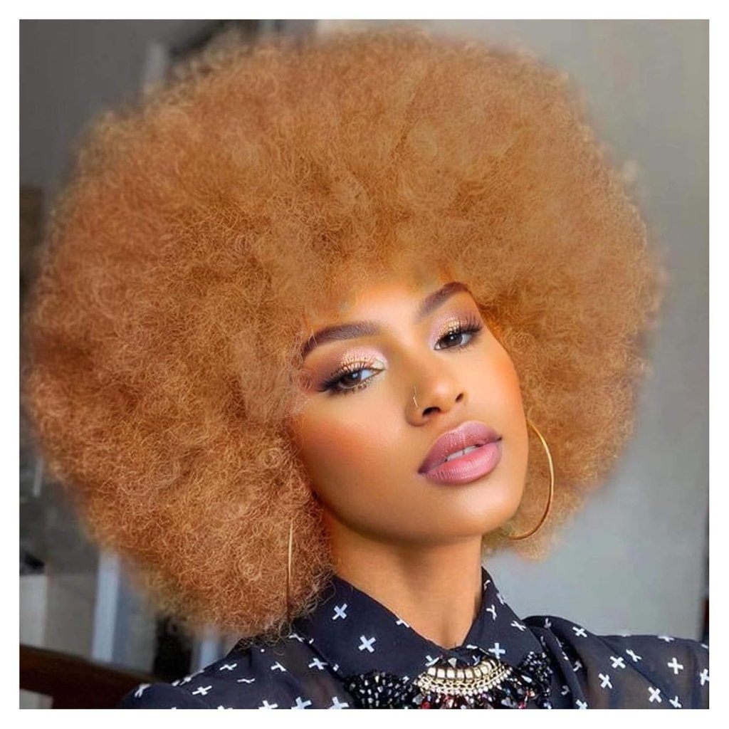 Short Curly Wigs for Black Women Synthetic Hair Heat Resistant Fluffy Natura Wigs for African American Women (Black) - Wigtrends