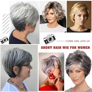 Short Gray Pixie Cut Wigs Salt and Pepper Wigs for Black Women Natural looking Grandma Wig Old Lady Wigs for Older Women Grey Short Synthetic Hair Replacement Wigs - Wigtrends