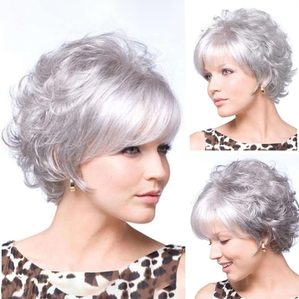 Short Gray Pixie Cut Wigs Salt and Pepper Wigs for Black Women Natural looking Grandma Wig Old Lady Wigs for Older Women Grey Short Synthetic Hair Replacement Wigs - Wigtrends