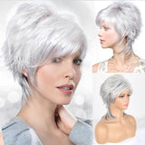 Short Gray Pixie Cut Wigs Salt and Pepper Wigs for Black Women Natural looking Grandma Wig Old Lady Wigs for Older Women Grey Short Synthetic Hair Replacement Wigs - Wigtrends