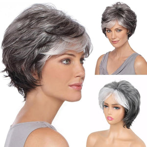 Short Gray Pixie Cut Wigs Salt and Pepper Wigs for Black Women Natural looking Grandma Wig Old Lady Wigs for Older Women Grey Short Synthetic Hair Replacement Wigs - Wigtrends