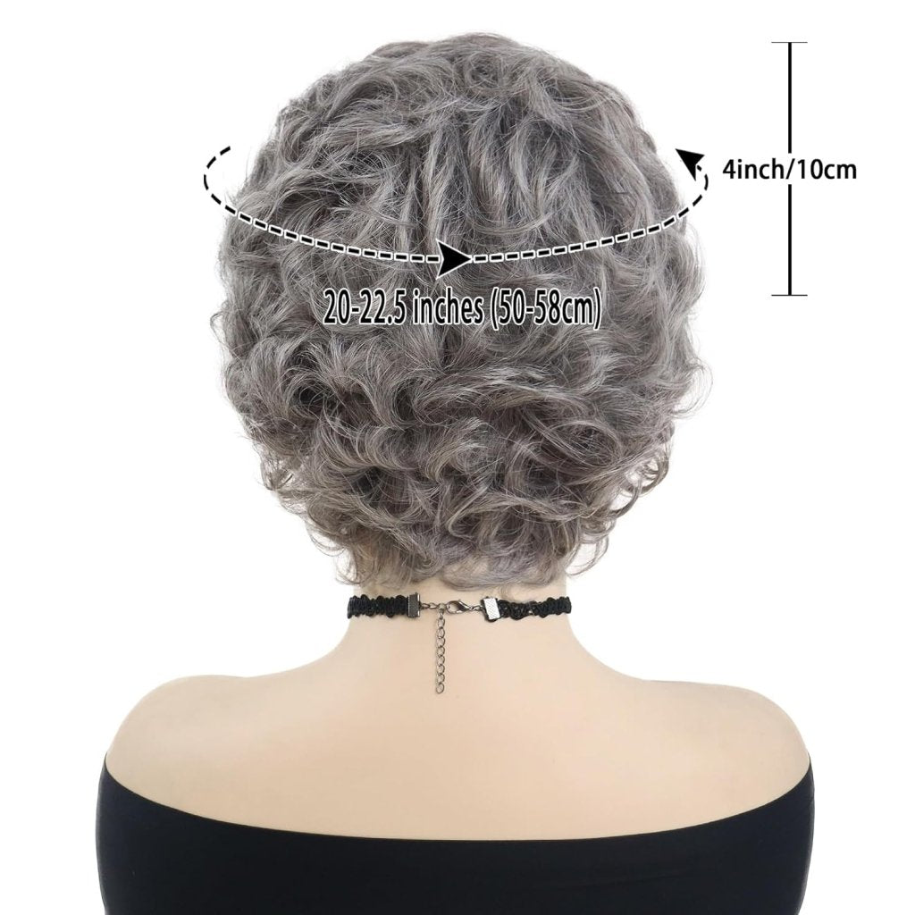 Short Grey Elderly Wigs Curly Wigs for White Women Gray Pixie Cut Wig - Wigtrends