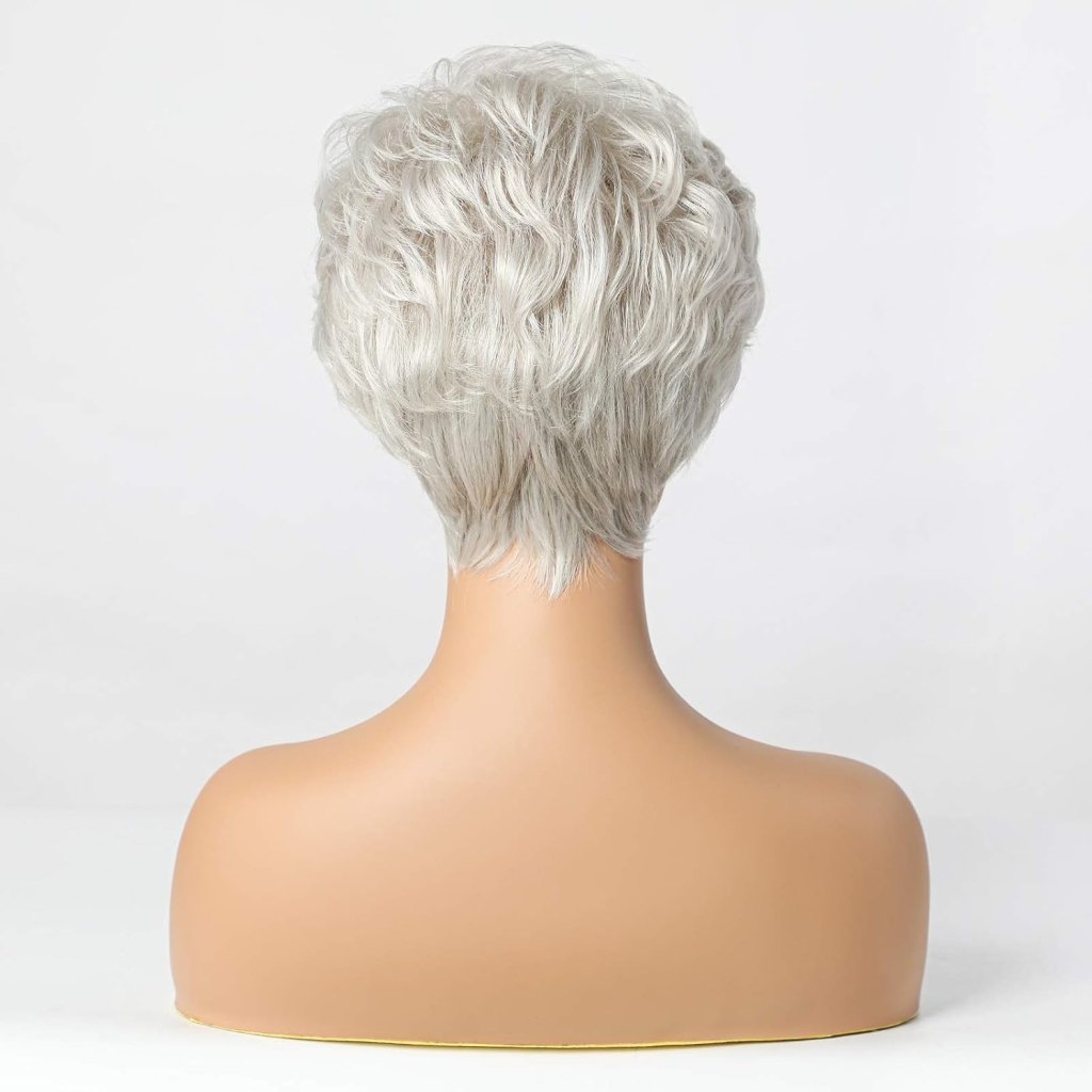 Short Grey Human Hair Wigs for Women Natural Pixie Cut Wig Daily Hair - Wigtrends