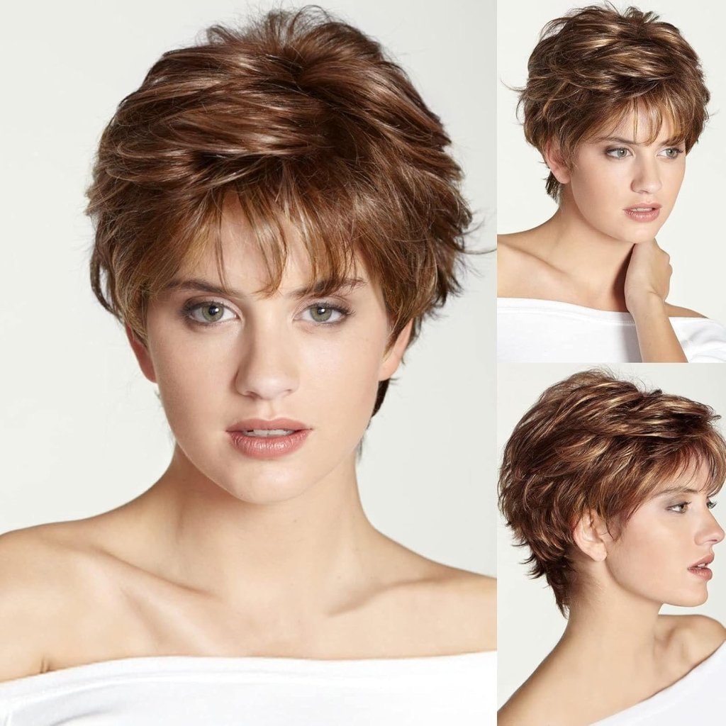 Short Grey Human Hair Wigs for Women Natural Pixie Cut Wig Daily Hair - Wigtrends