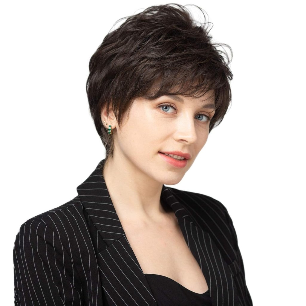 Short Grey Human Hair Wigs for Women Natural Pixie Cut Wig Daily Hair - Wigtrends