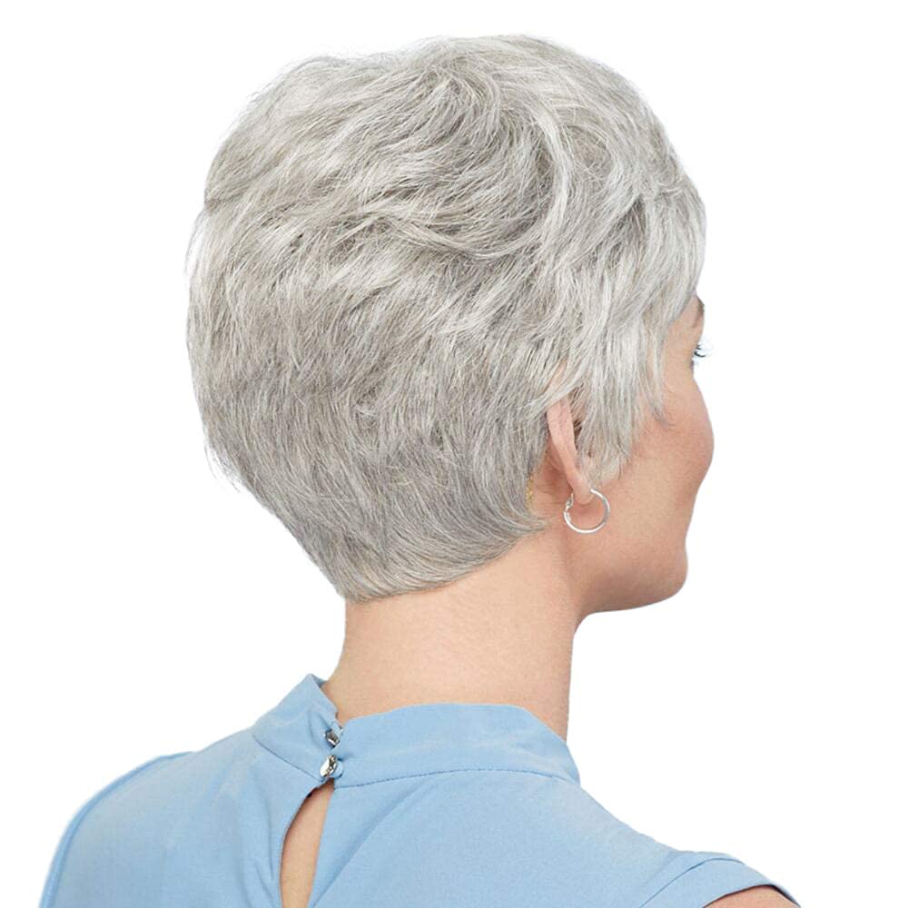 Short Grey Human Hair Wigs for Women Natural Pixie Cut Wig Daily Hair - Wigtrends