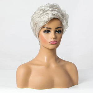 Short Grey Human Hair Wigs for Women Natural Pixie Cut Wig Daily Hair - Wigtrends