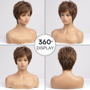 Short Grey Human Hair Wigs for Women Natural Pixie Cut Wig Daily Hair - Wigtrends