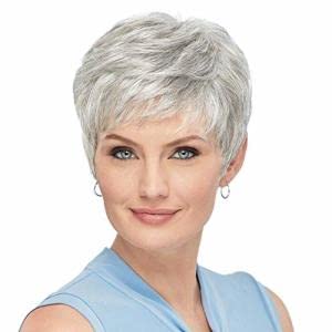 Short Grey Human Hair Wigs for Women Natural Pixie Cut Wig Daily Hair - Wigtrends