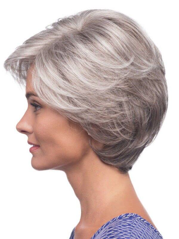 Short Grey Wigs Pixie Cut Wig with Bangs Synthetic Hair Short Silver Gray Wigs - Wigtrends