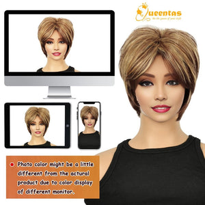 Short Hair Bob Wigs for Women Brown Pixie Cut Human Hair Wigs with Bang - Wigtrends