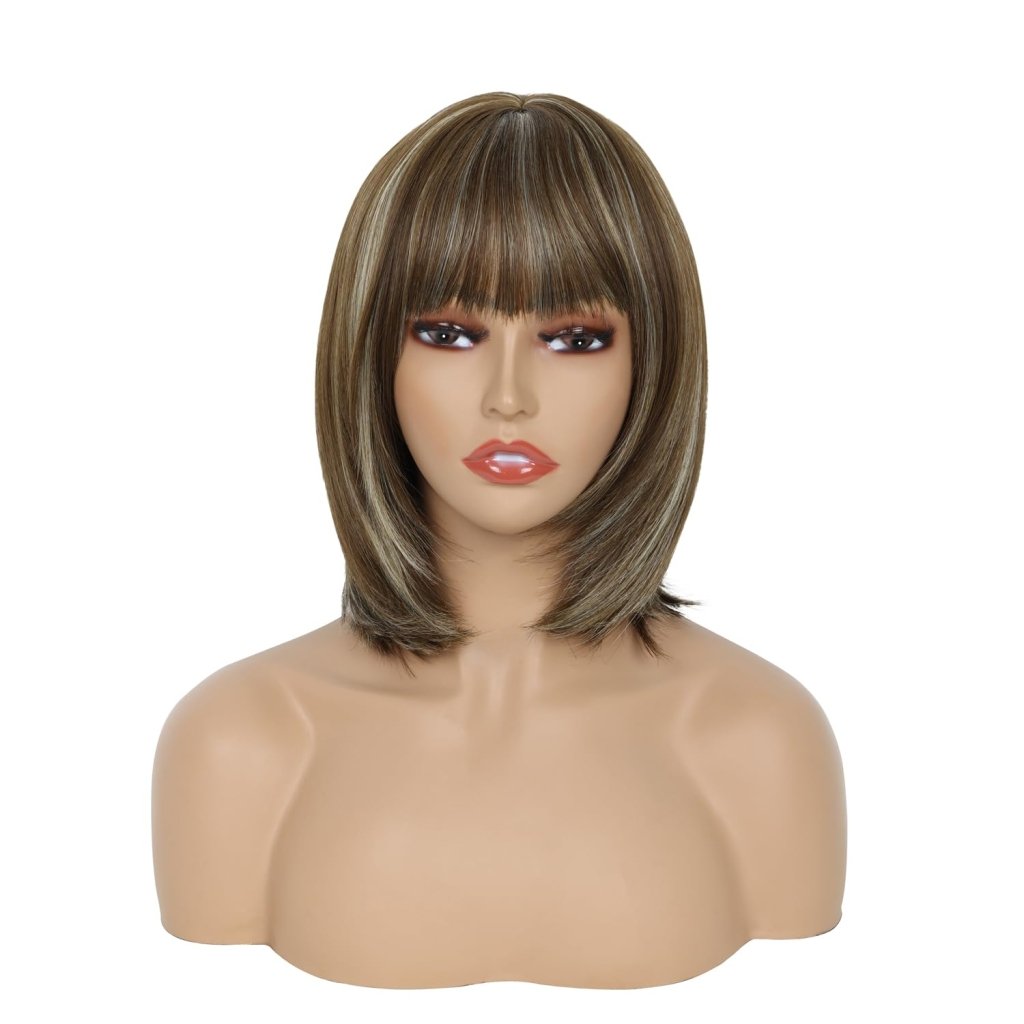 Short Hair Bob Wigs for Women Brown Pixie Cut Human Hair Wigs with Bang - Wigtrends