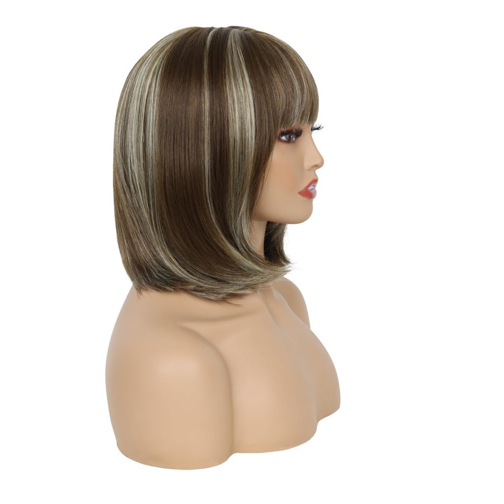 Short Hair Bob Wigs for Women Brown Pixie Cut Human Hair Wigs with Bang - Wigtrends