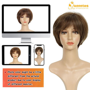 Short Hair Bob Wigs for Women Brown Pixie Cut Human Hair Wigs with Bang - Wigtrends