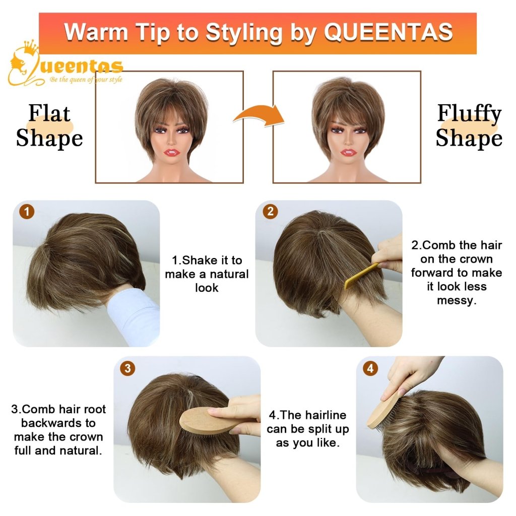 Short Hair Bob Wigs for Women Brown Pixie Cut Human Hair Wigs with Bang - Wigtrends