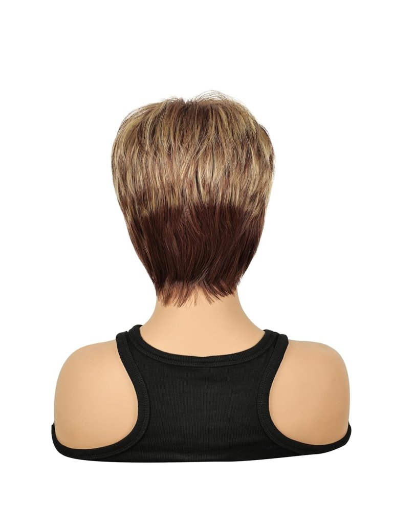 Short Hair Bob Wigs for Women Brown Pixie Cut Human Hair Wigs with Bang - Wigtrends