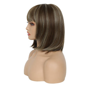 Short Hair Bob Wigs for Women Brown Pixie Cut Human Hair Wigs with Bang - Wigtrends