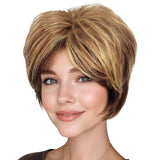 Short Hair Bob Wigs for Women Brown Pixie Cut Human Hair Wigs with Bang - Wigtrends