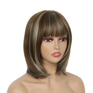 Short Hair Bob Wigs for Women Brown Pixie Cut Human Hair Wigs with Bang - Wigtrends