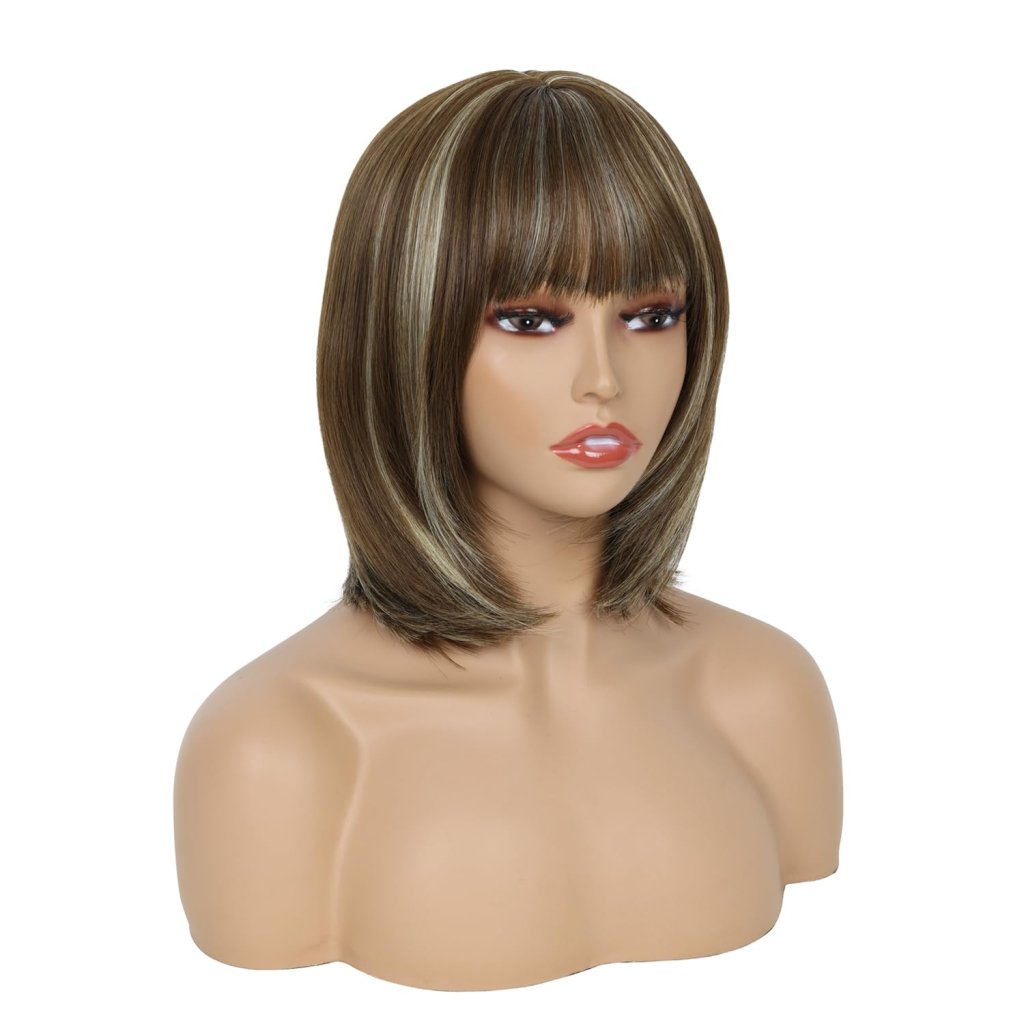 Short Hair Bob Wigs for Women Brown Pixie Cut Human Hair Wigs with Bang - Wigtrends