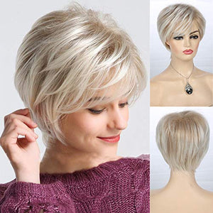 Short Layered Blonde Wigs for Women Synthetic Heat Resistant Pixie Wig with Wig Cap - Wigtrends