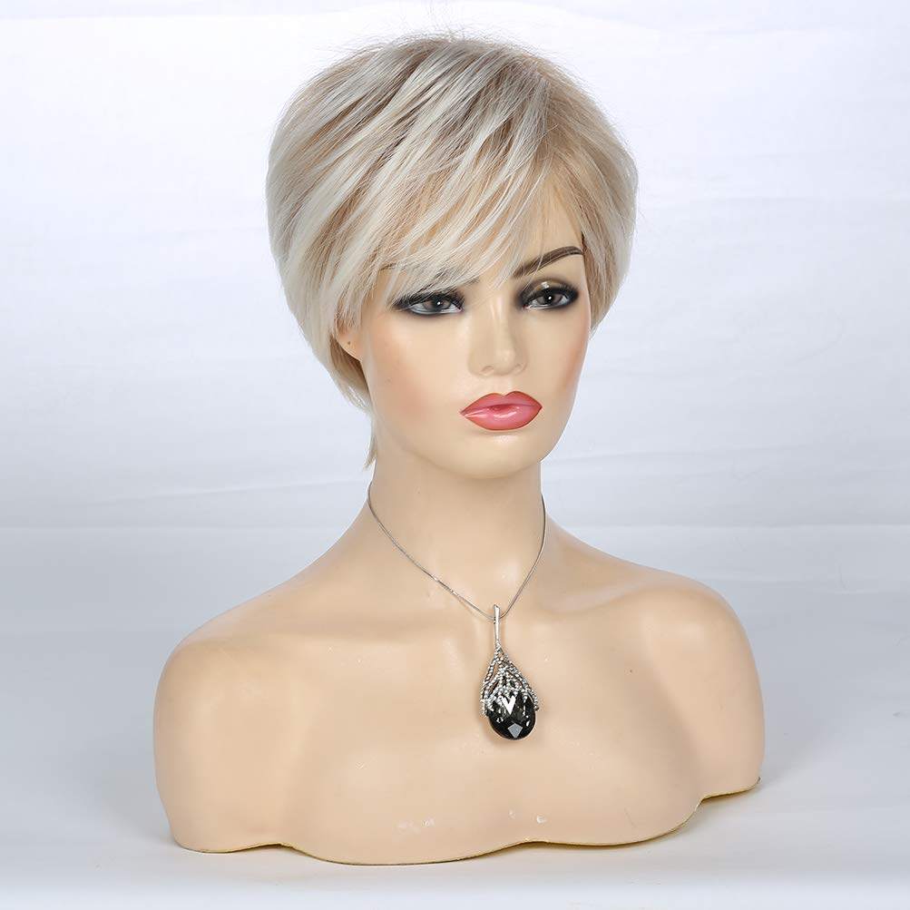 Short Layered Blonde Wigs for Women Synthetic Heat Resistant Pixie Wig with Wig Cap - Wigtrends