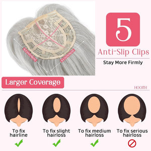 Short Layered Hair Topper with Bangs for Women with Thinning Hair 14 Inch 100% Human Hair Wigs Piece - Wigtrends