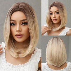 Short Middle Part Salt and Pepper Grey Human Hair Wigs for Women - Wigtrends