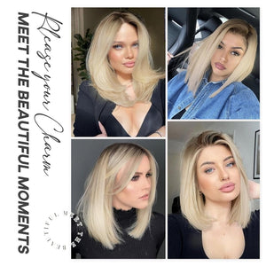 Short Middle Part Salt and Pepper Grey Human Hair Wigs for Women - Wigtrends