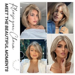 Short Middle Part Salt and Pepper Grey Human Hair Wigs for Women - Wigtrends