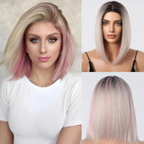 Short Middle Part Salt and Pepper Grey Human Hair Wigs for Women - Wigtrends