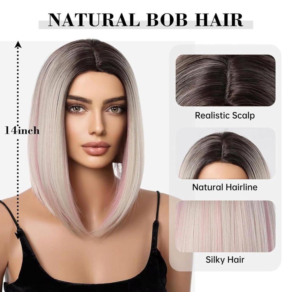 Short Middle Part Salt and Pepper Grey Human Hair Wigs for Women - Wigtrends