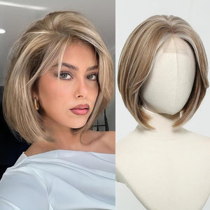 Short Middle Part Salt and Pepper Grey Human Hair Wigs for Women - Wigtrends