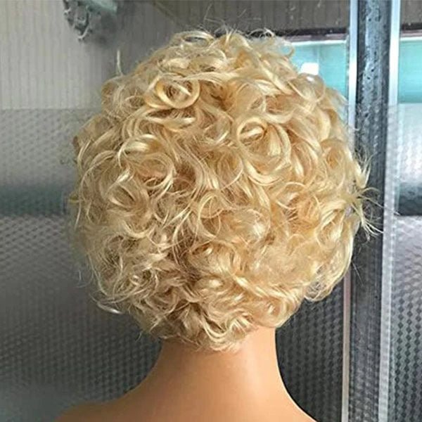 Short Pixie Cut Curly 613 Blond Human Hair - Wigtrends