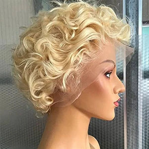 Short Pixie Cut Curly 613 Blond Human Hair - Wigtrends